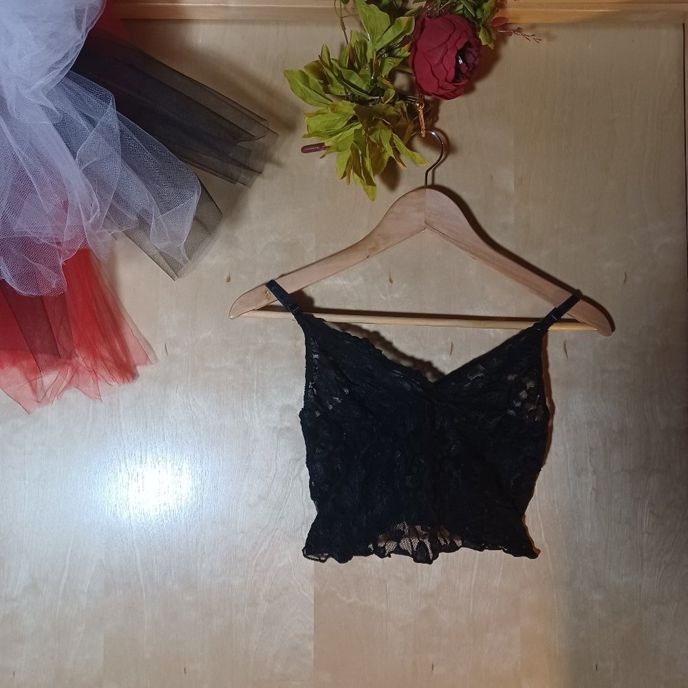 FREDERICK'S OF HOLLYWOOD Allover Black Lace Bralette Bustier_Size Medium